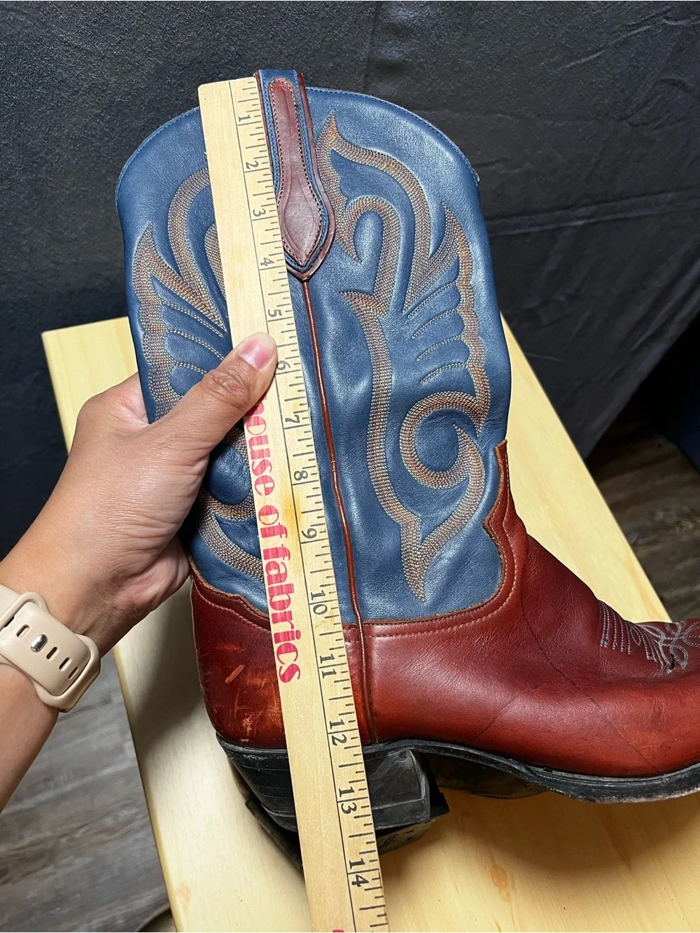 TONY LAMA Blue Brown Embroidered Western Cowboy Boots Men Sz 9.5 D 3126 Festival